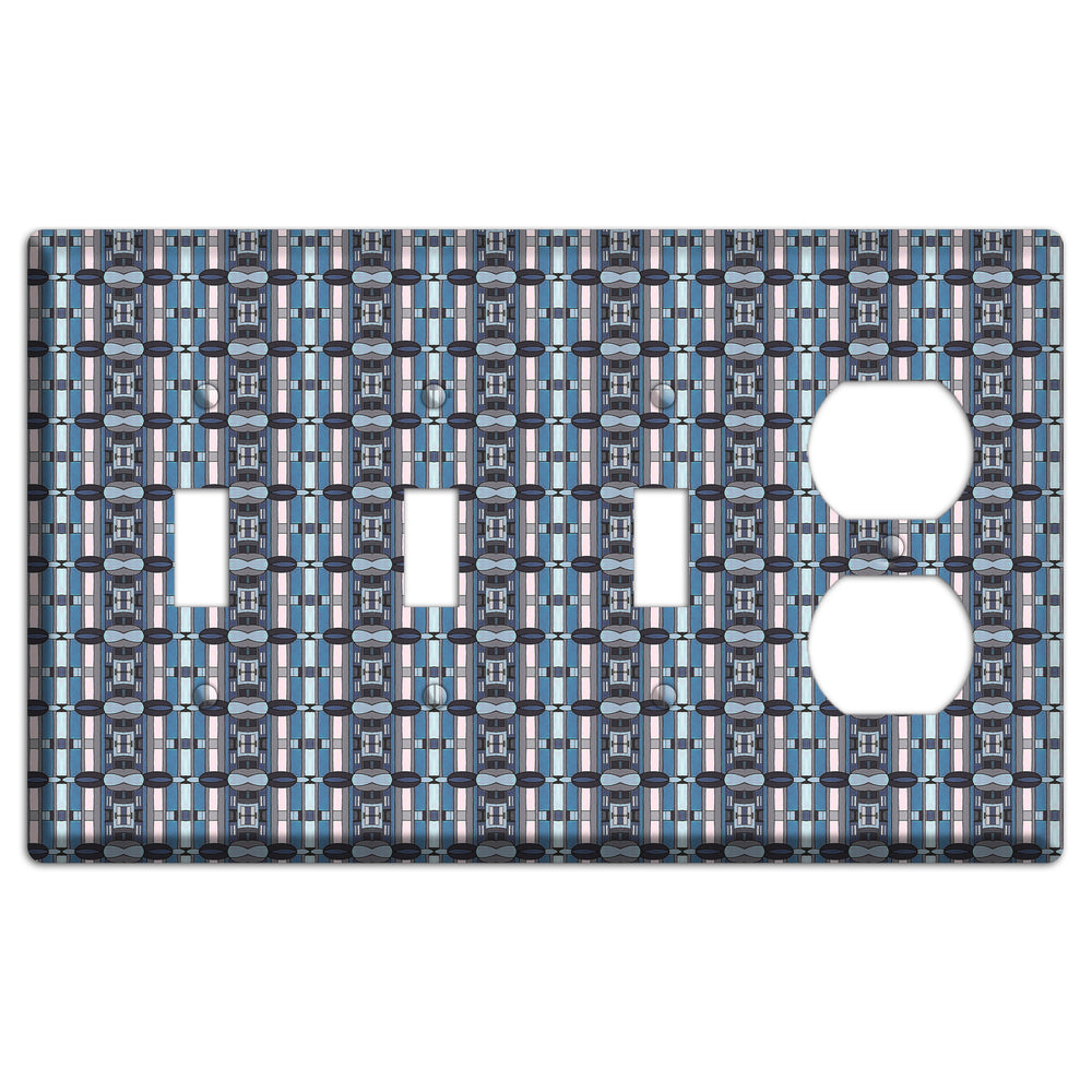 Blue and Grey Tapestry 3 Toggle / Duplex Wallplate