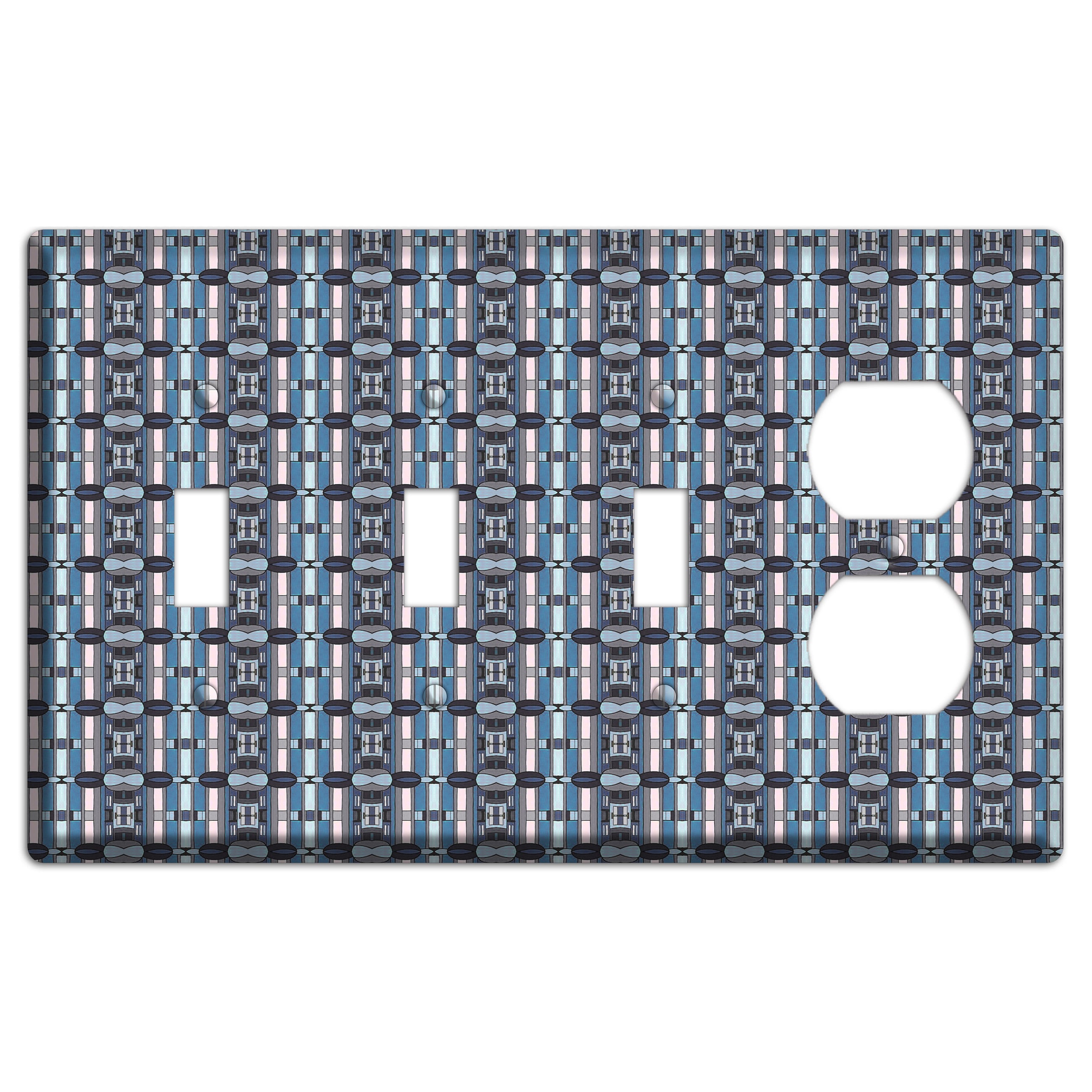 Blue and Grey Tapestry 3 Toggle / Duplex Wallplate