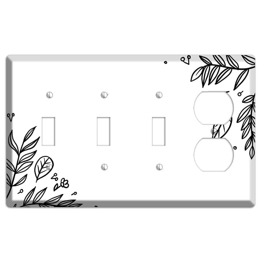 Hand-Drawn Floral 32 3 Toggle / Duplex Wallplate