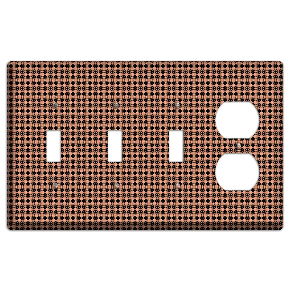 Coral and Black Arabesque 3 Toggle / Duplex Wallplate