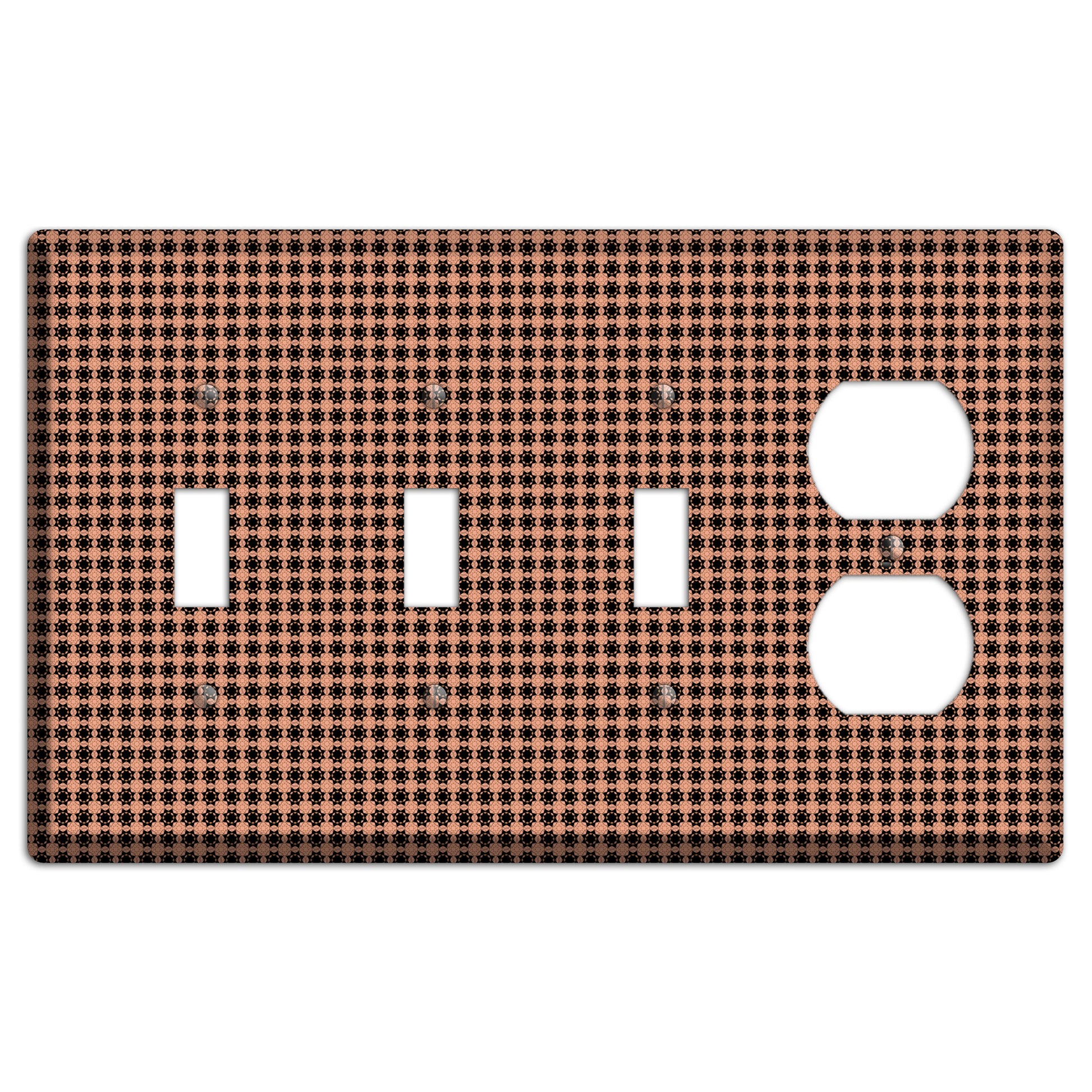 Coral and Black Arabesque 3 Toggle / Duplex Wallplate
