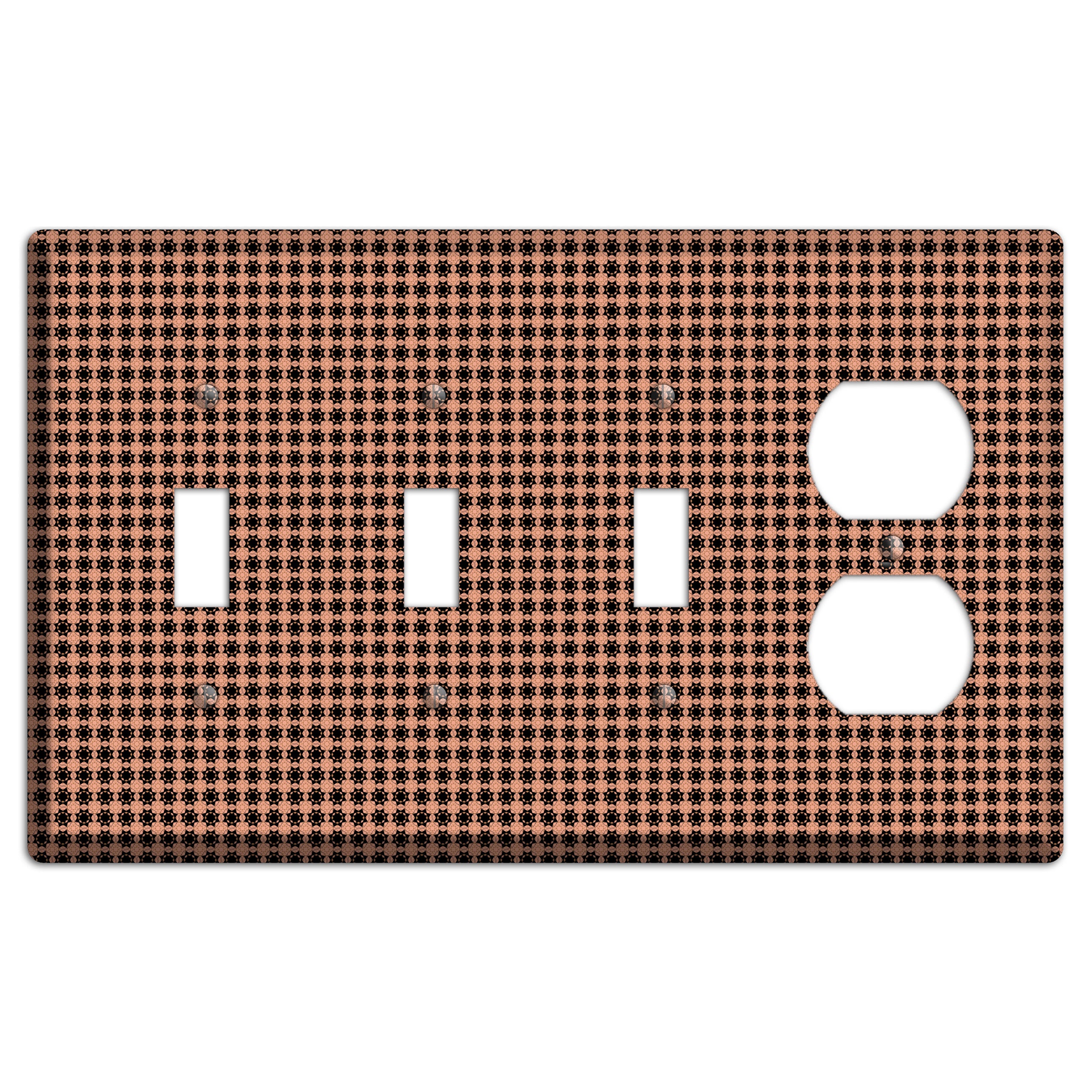 Coral and Black Arabesque 3 Toggle / Duplex Wallplate