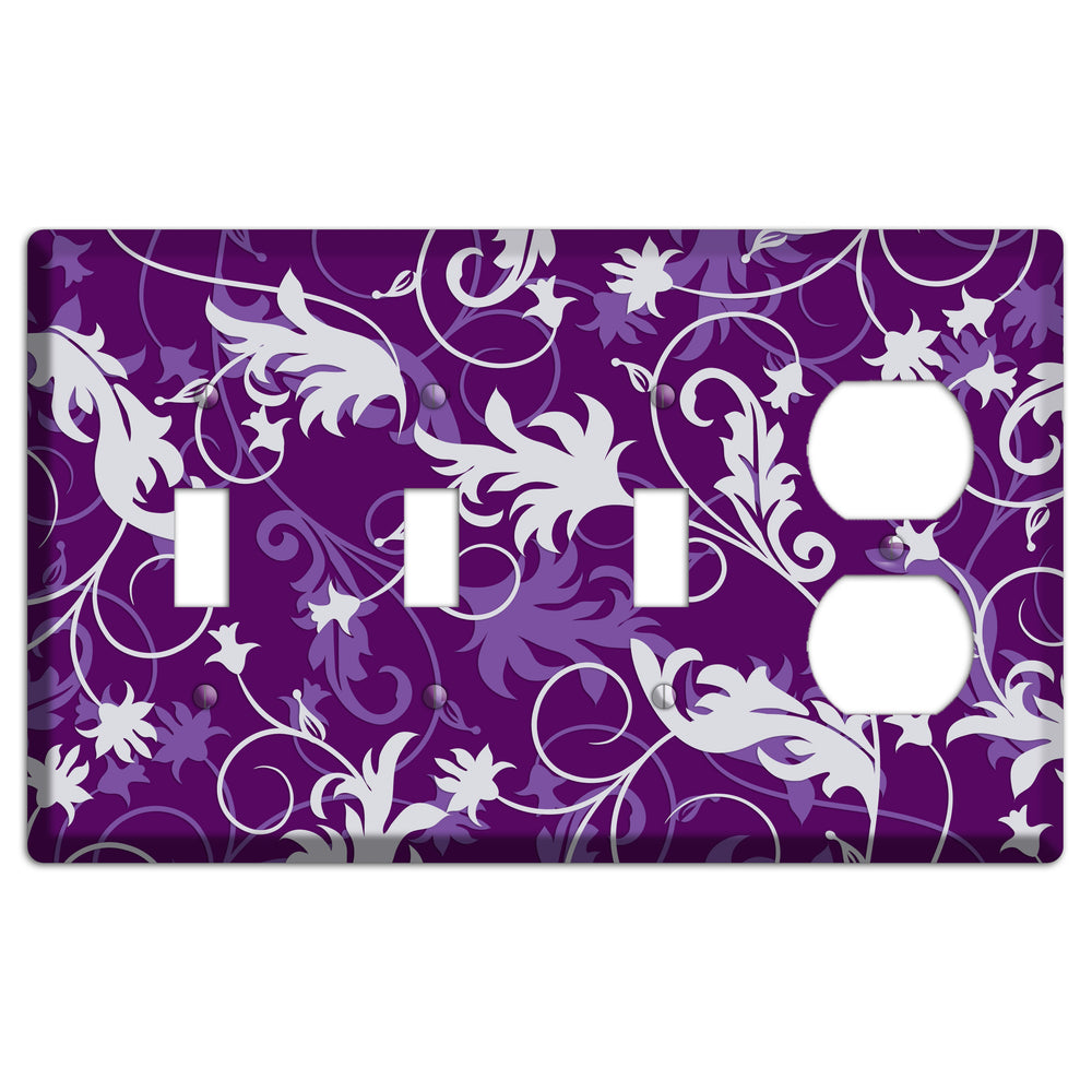 Purple Victorian 3 Toggle / Duplex Wallplate