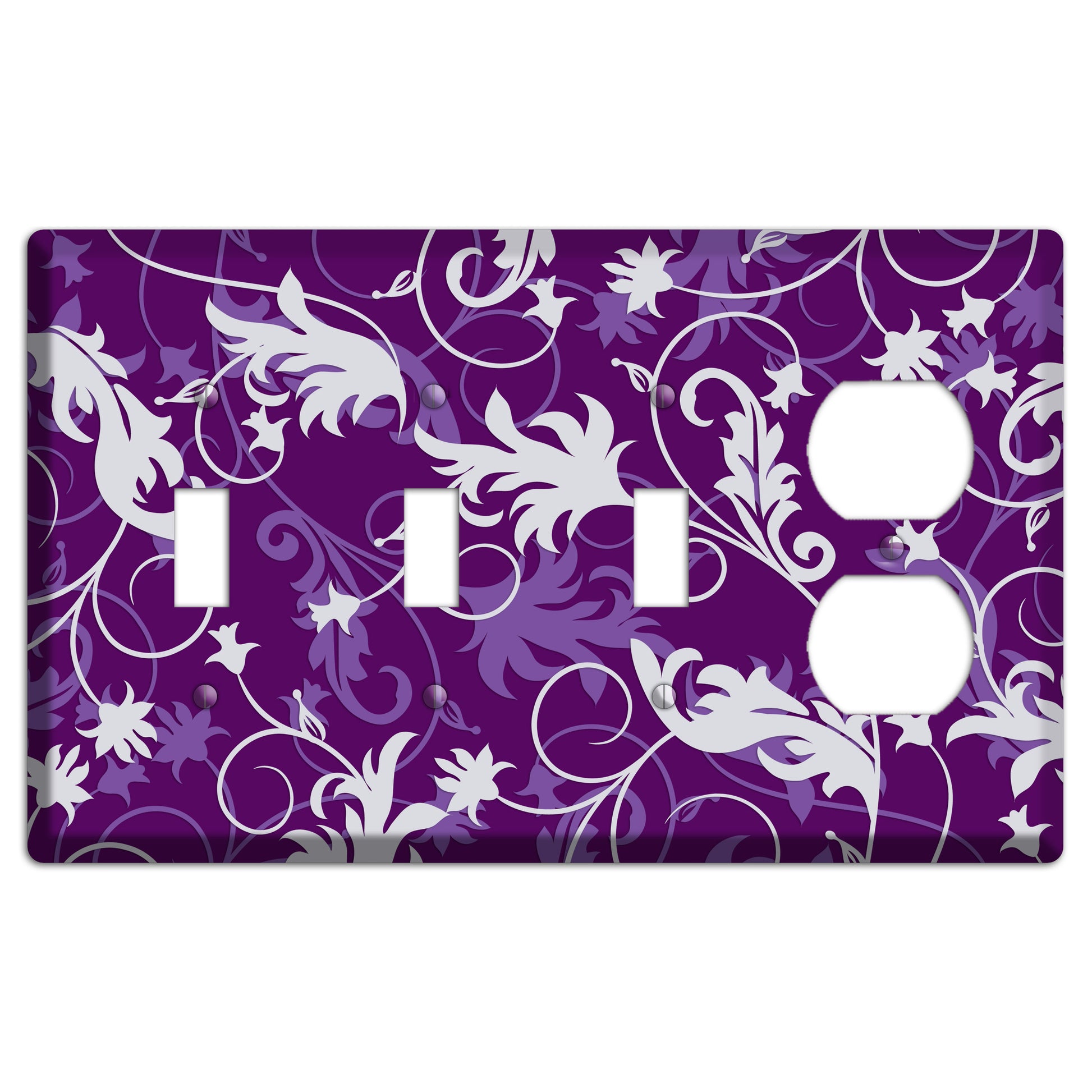 Purple Victorian 3 Toggle / Duplex Wallplate