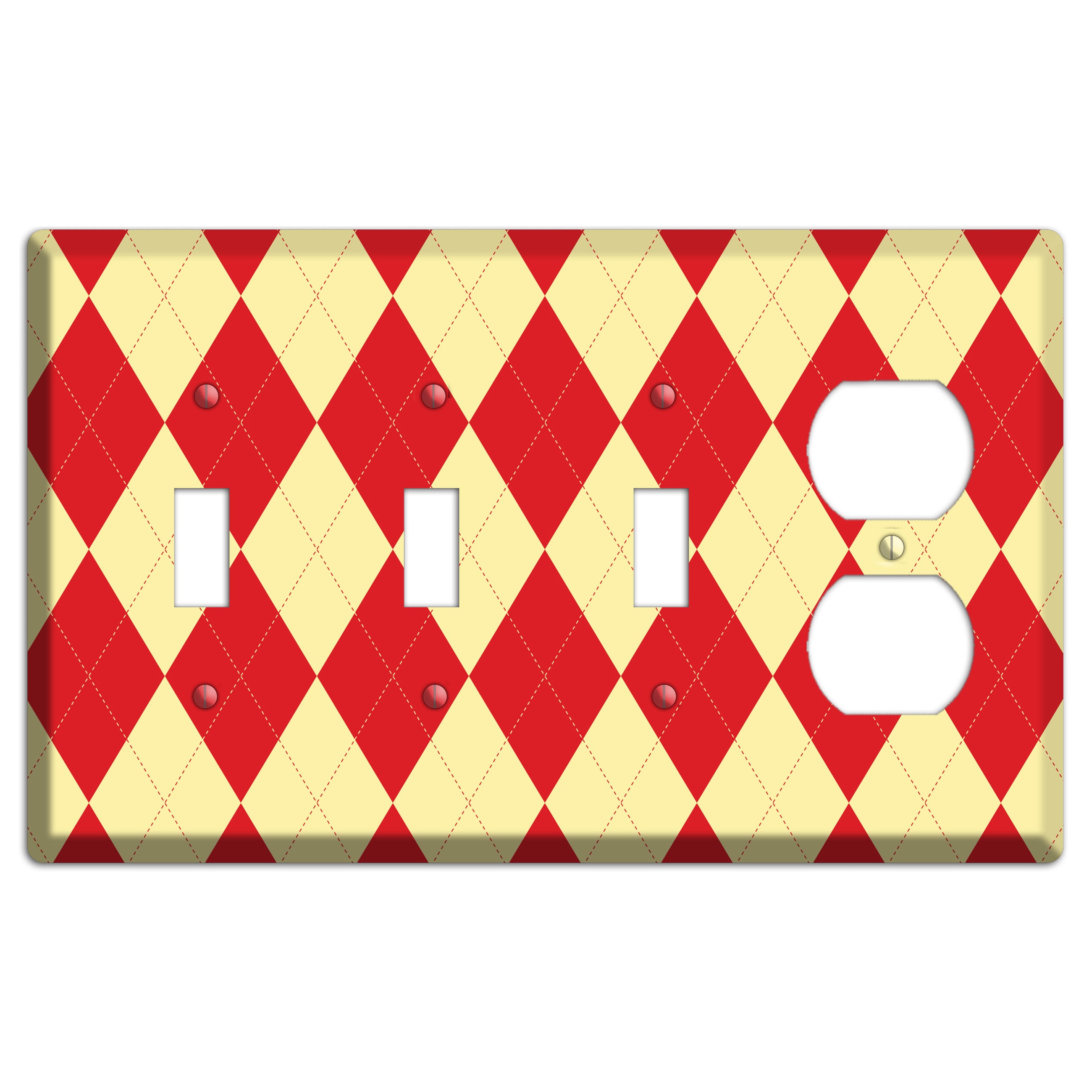 Orange and Yellow Argyle 3 Toggle / Duplex Wallplate