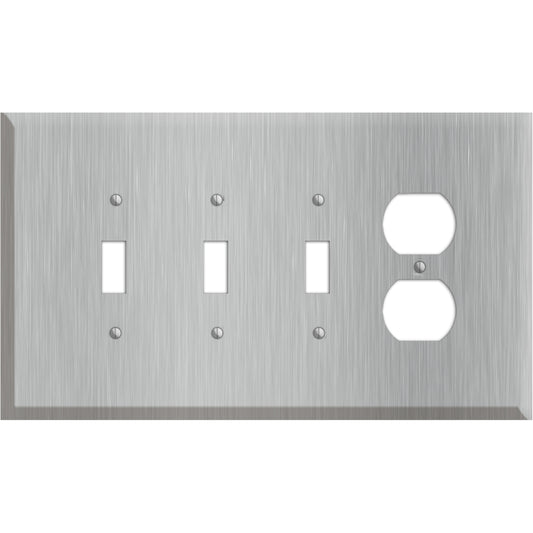 Oversized Discontinued Stainless Steel 3 Toggle / Duplex Wallplate
