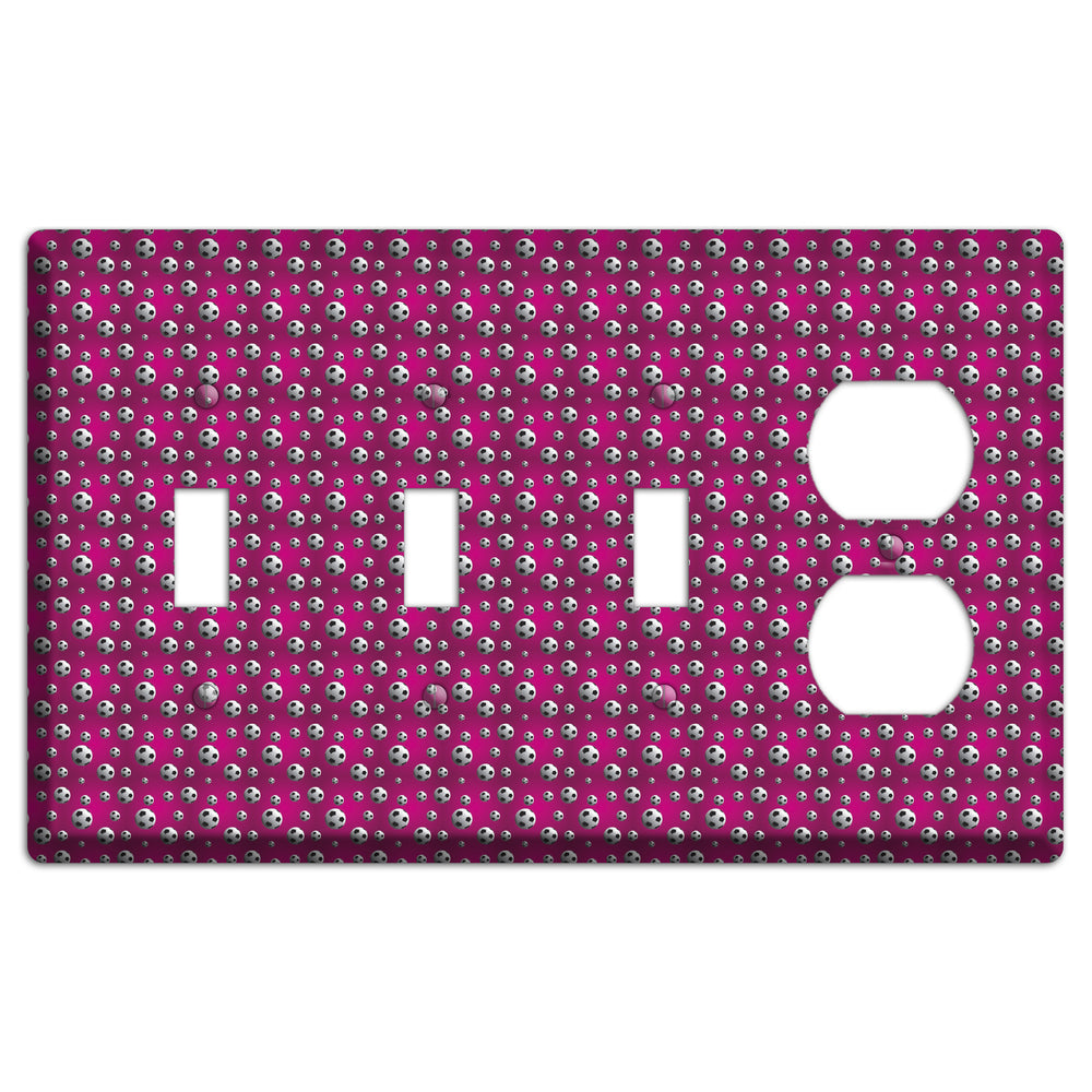 Fuschia with Soccer Balls 3 Toggle / Duplex Wallplate