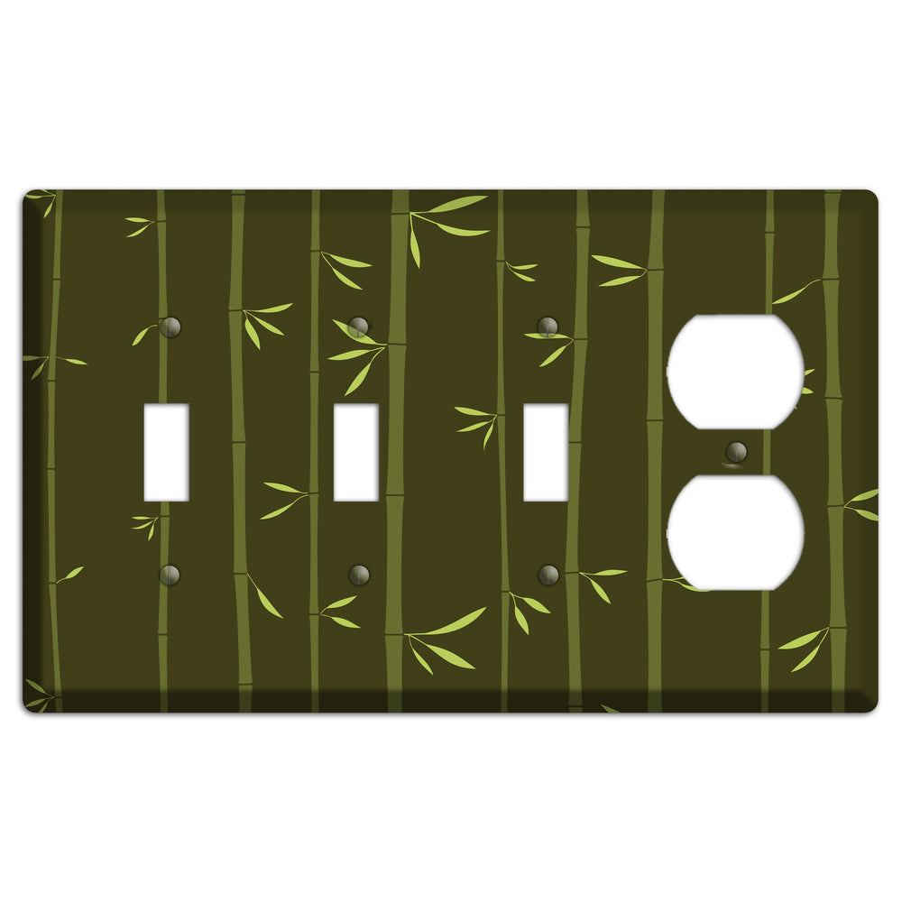 Dark Green Bamboo 3 Toggle / Duplex Wallplate