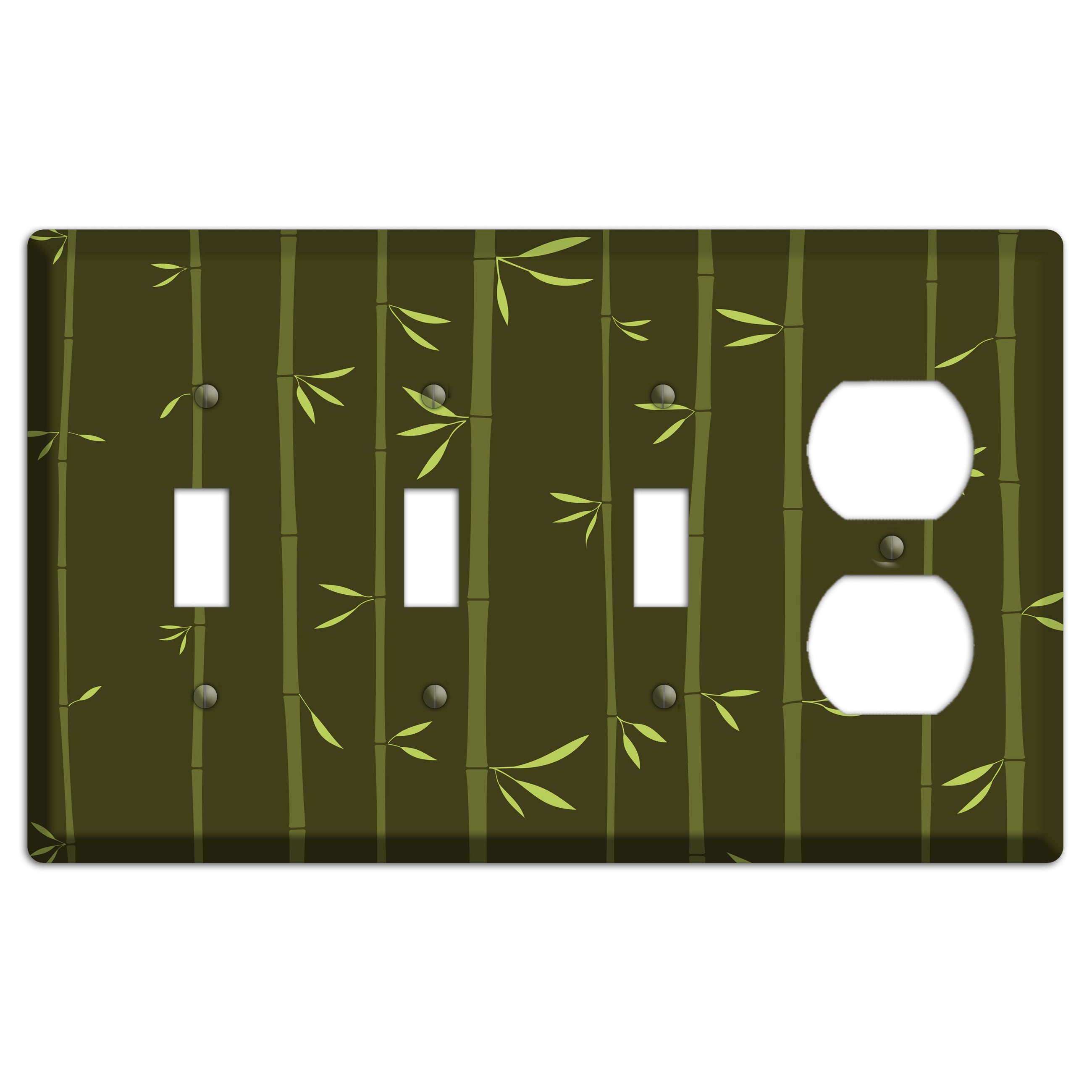 Dark Green Bamboo 3 Toggle / Duplex Wallplate