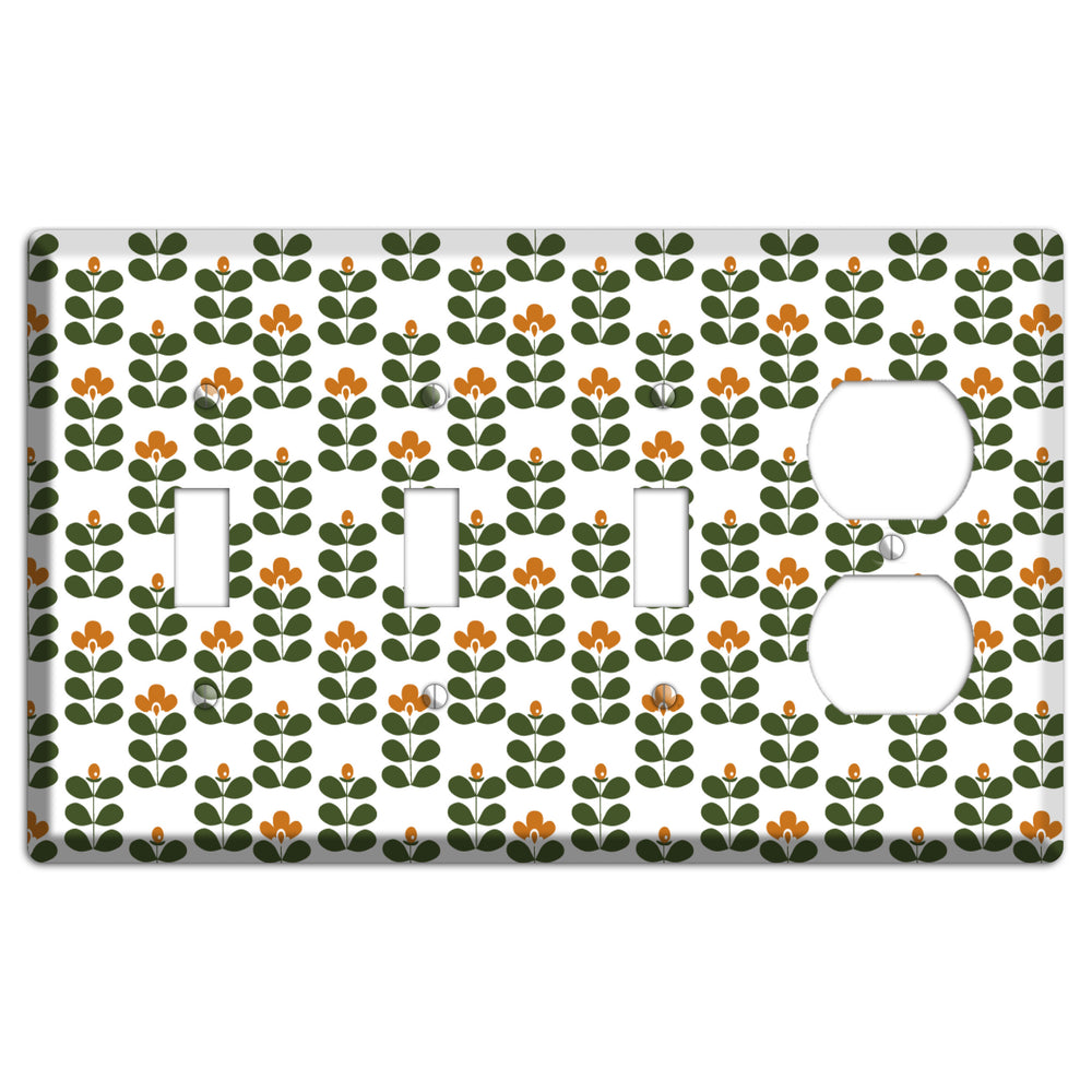 Green Small Sprouts 3 Toggle / Duplex Wallplate
