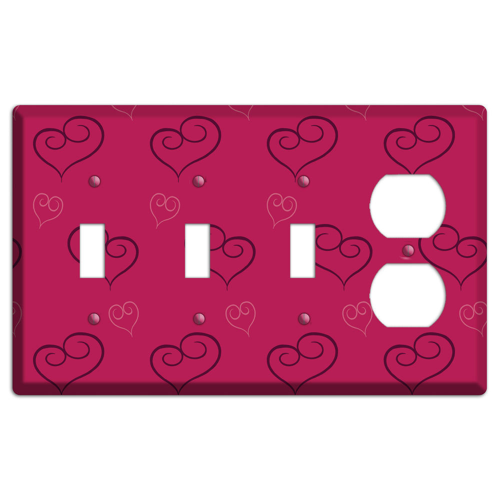 Fuschia Scroll Heart 2 3 Toggle / Duplex Wallplate