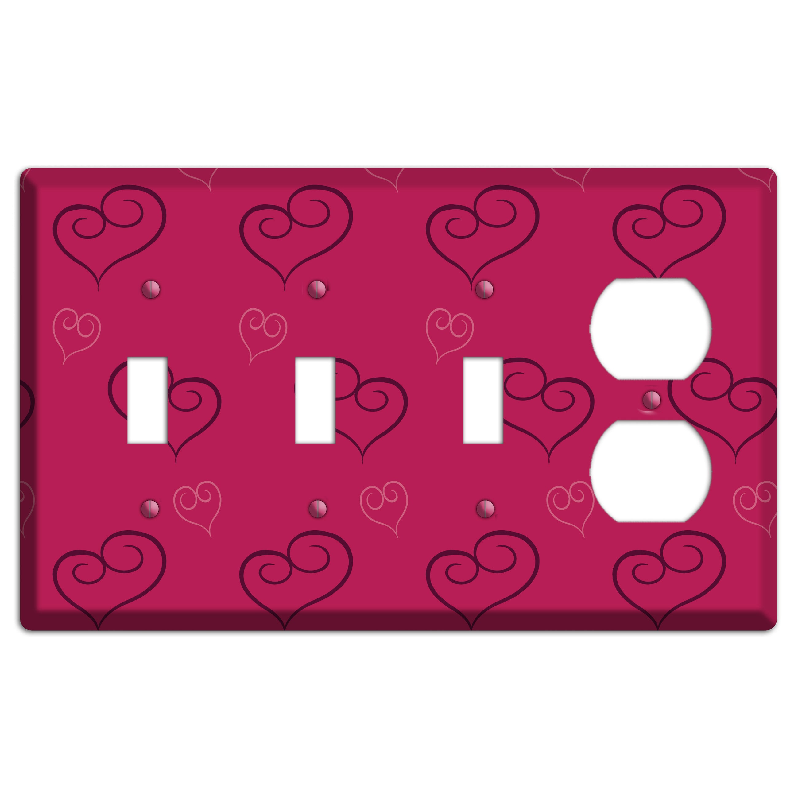 Fuschia Scroll Heart 2 3 Toggle / Duplex Wallplate