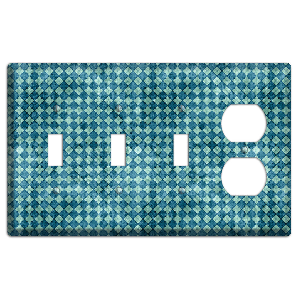 Turquoise Grunge Diamond 2 3 Toggle / Duplex Wallplate