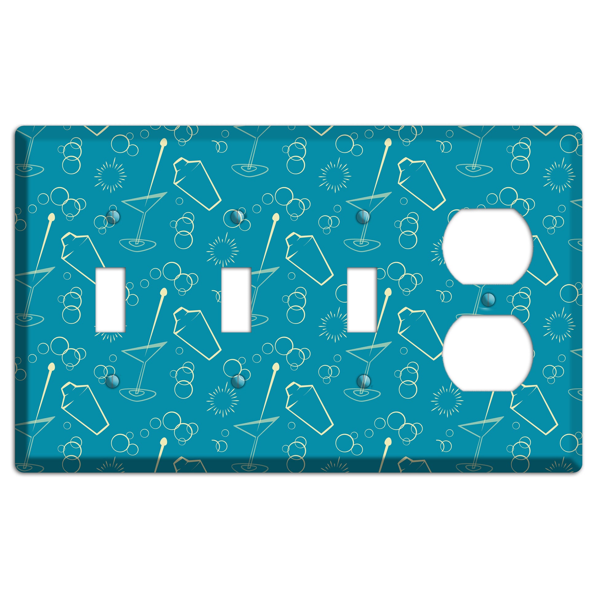 Teal Cocktail Hour 3 Toggle / Duplex Wallplate