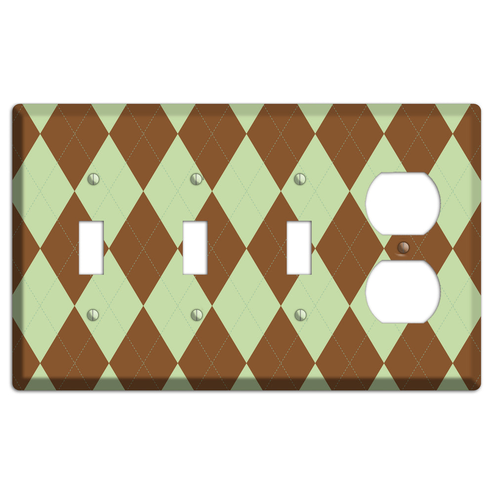 Brown Argyle 3 Toggle / Duplex Wallplate