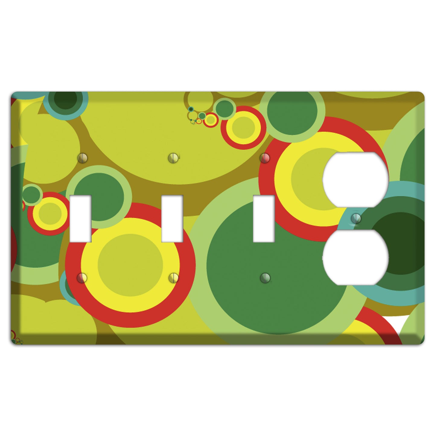 Green and Yellow Abstract Circles 3 Toggle / Duplex Wallplate