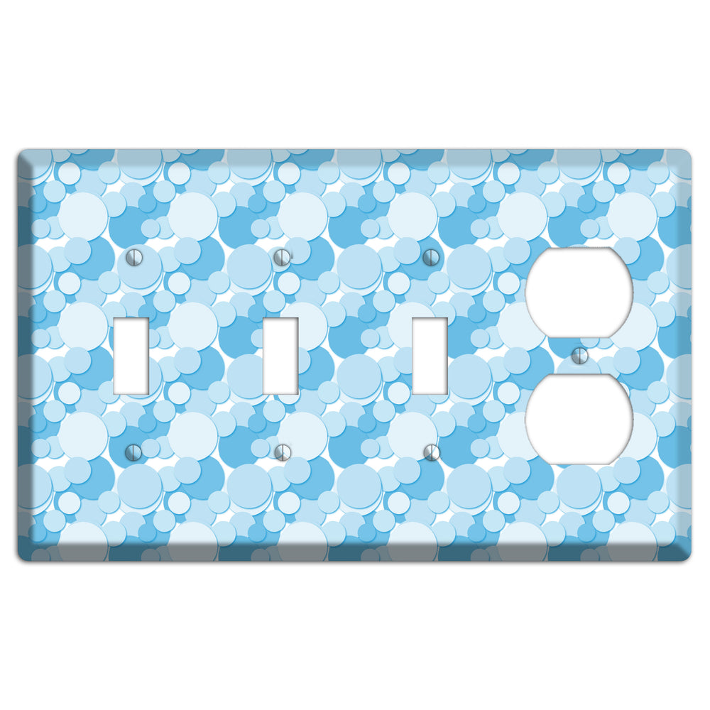 Multi Blue Bubble Dots 3 Toggle / Duplex Wallplate