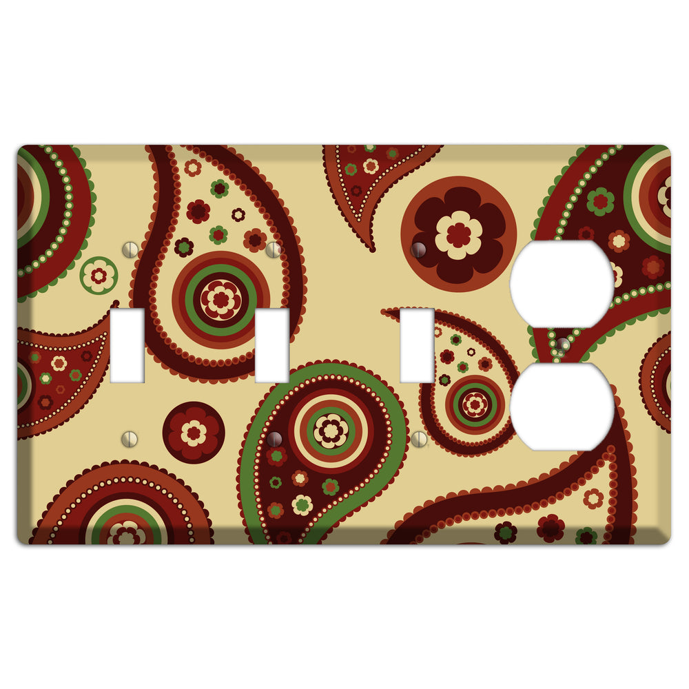 Beige Paisley 3 Toggle / Duplex Wallplate