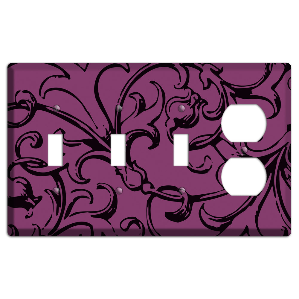 Victorian Fuschia 3 Toggle / Duplex Wallplate