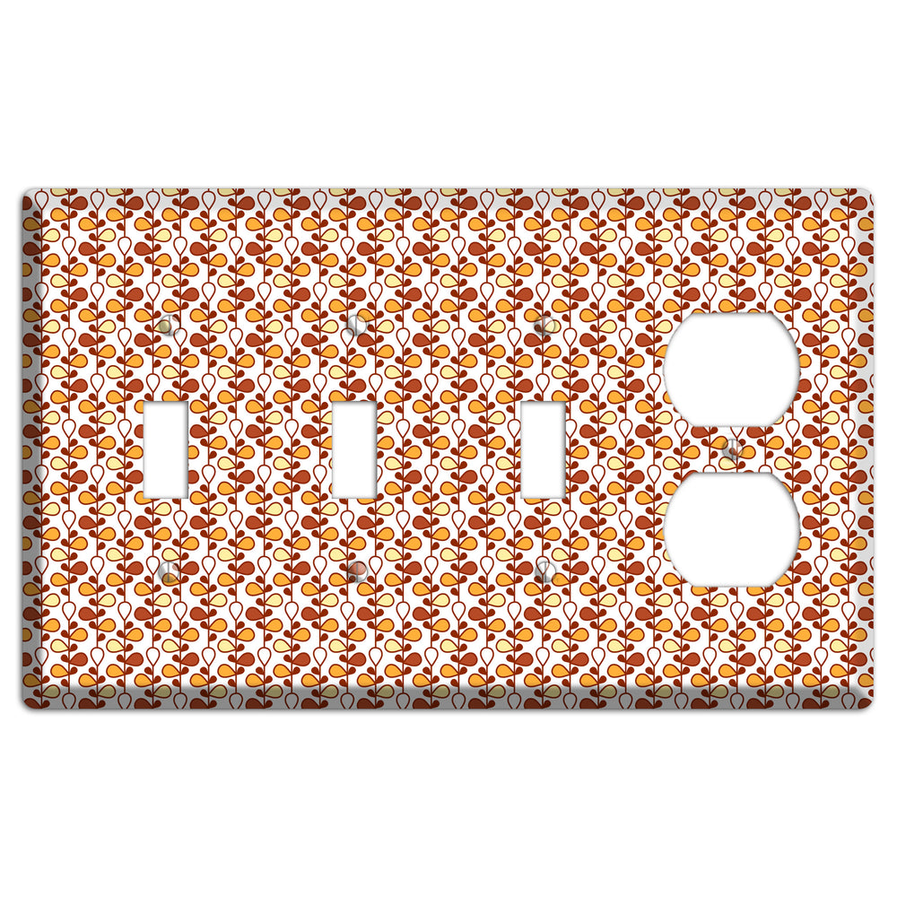 White Teardrop Vine 3 Toggle / Duplex Wallplate