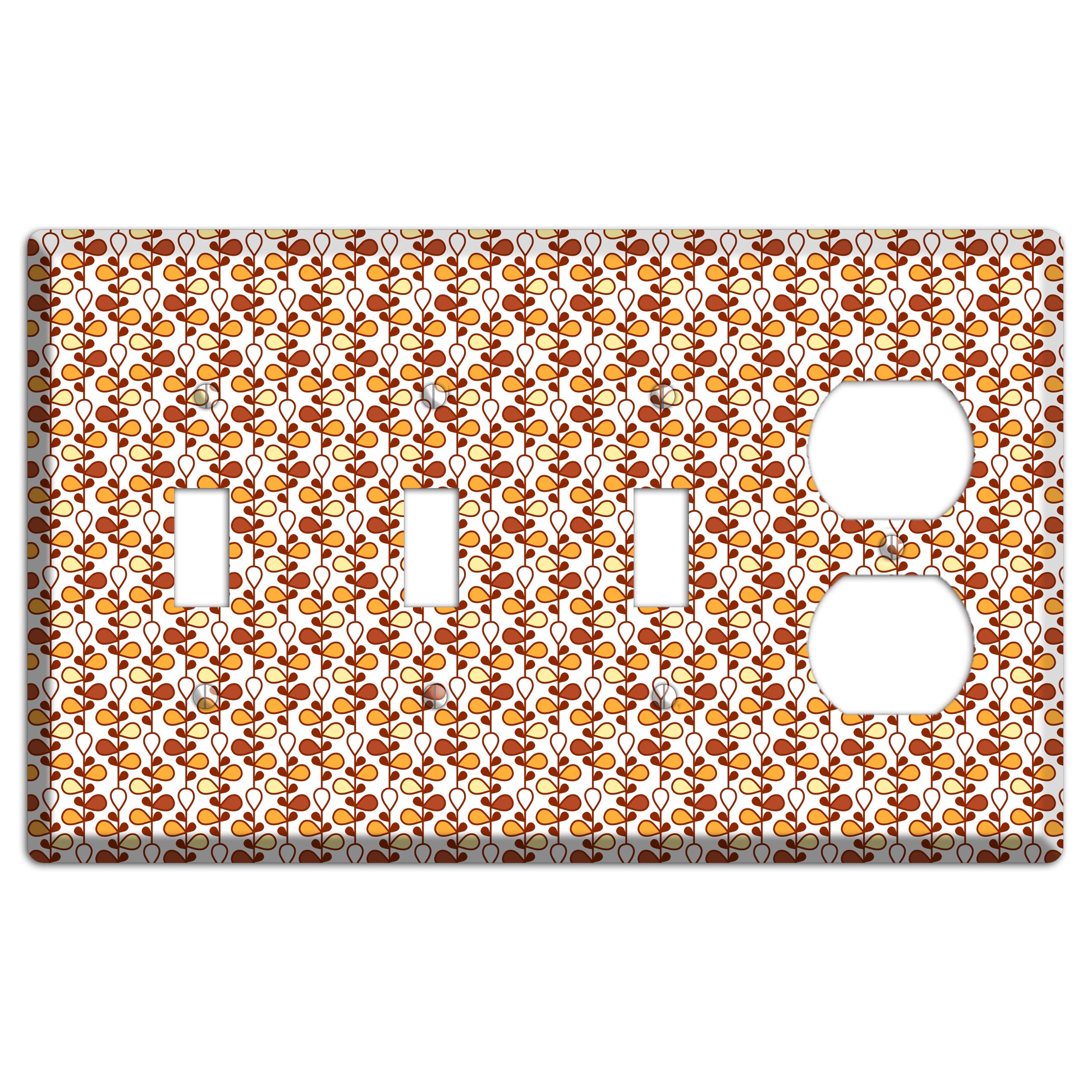 White Teardrop Vine 3 Toggle / Duplex Wallplate