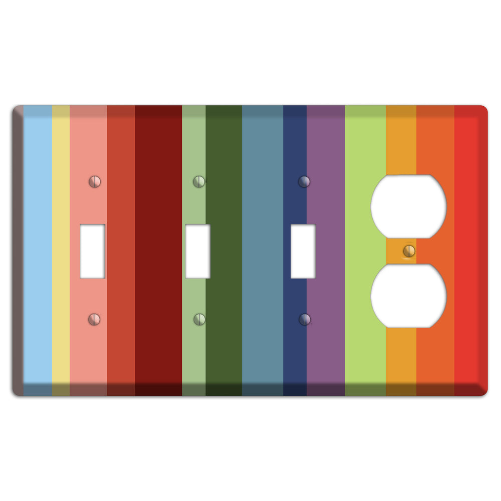 Multi Pastel Vertical Stripe 3 Toggle / Duplex Wallplate