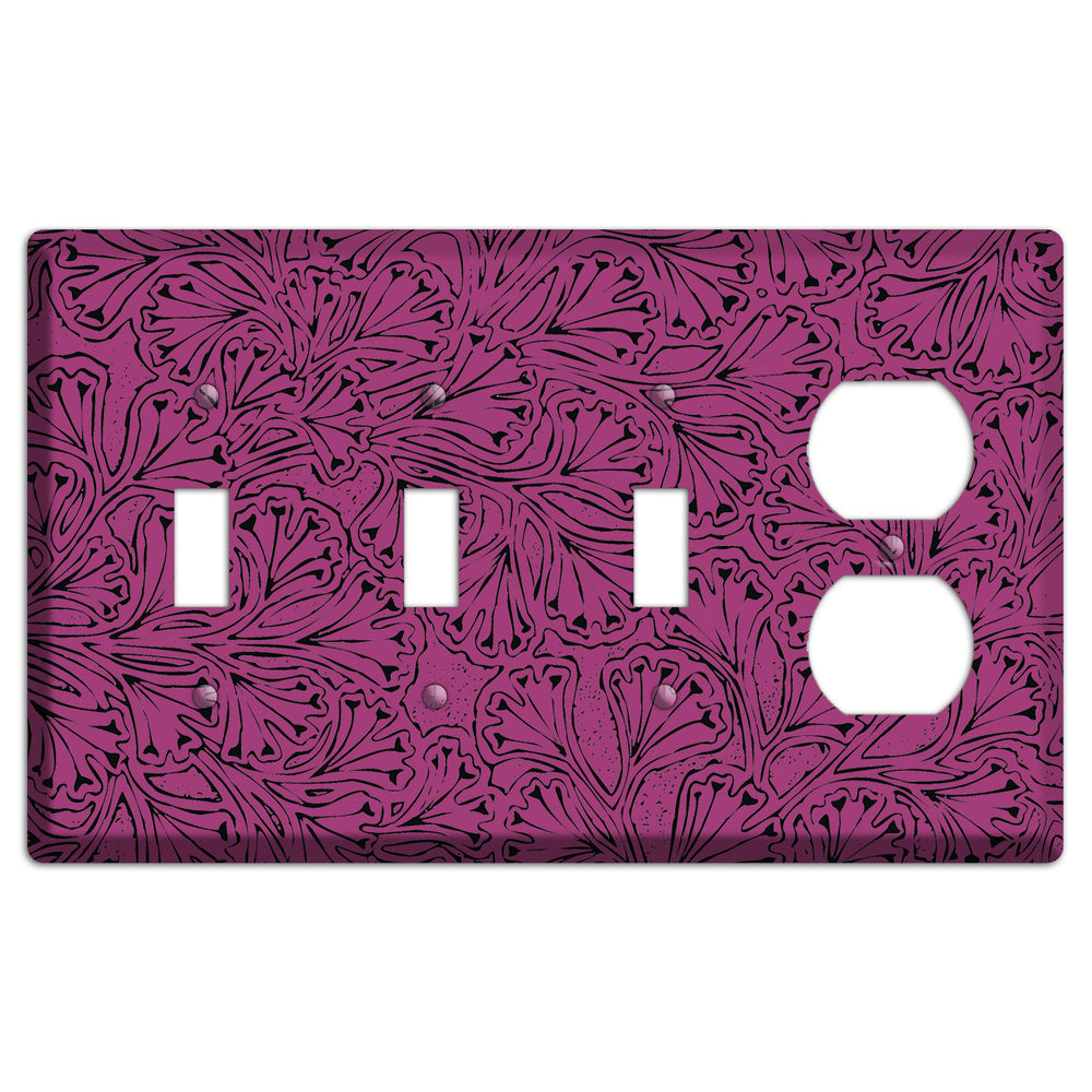 Deco Plum Interlocking Floral 3 Toggle / Duplex Wallplate