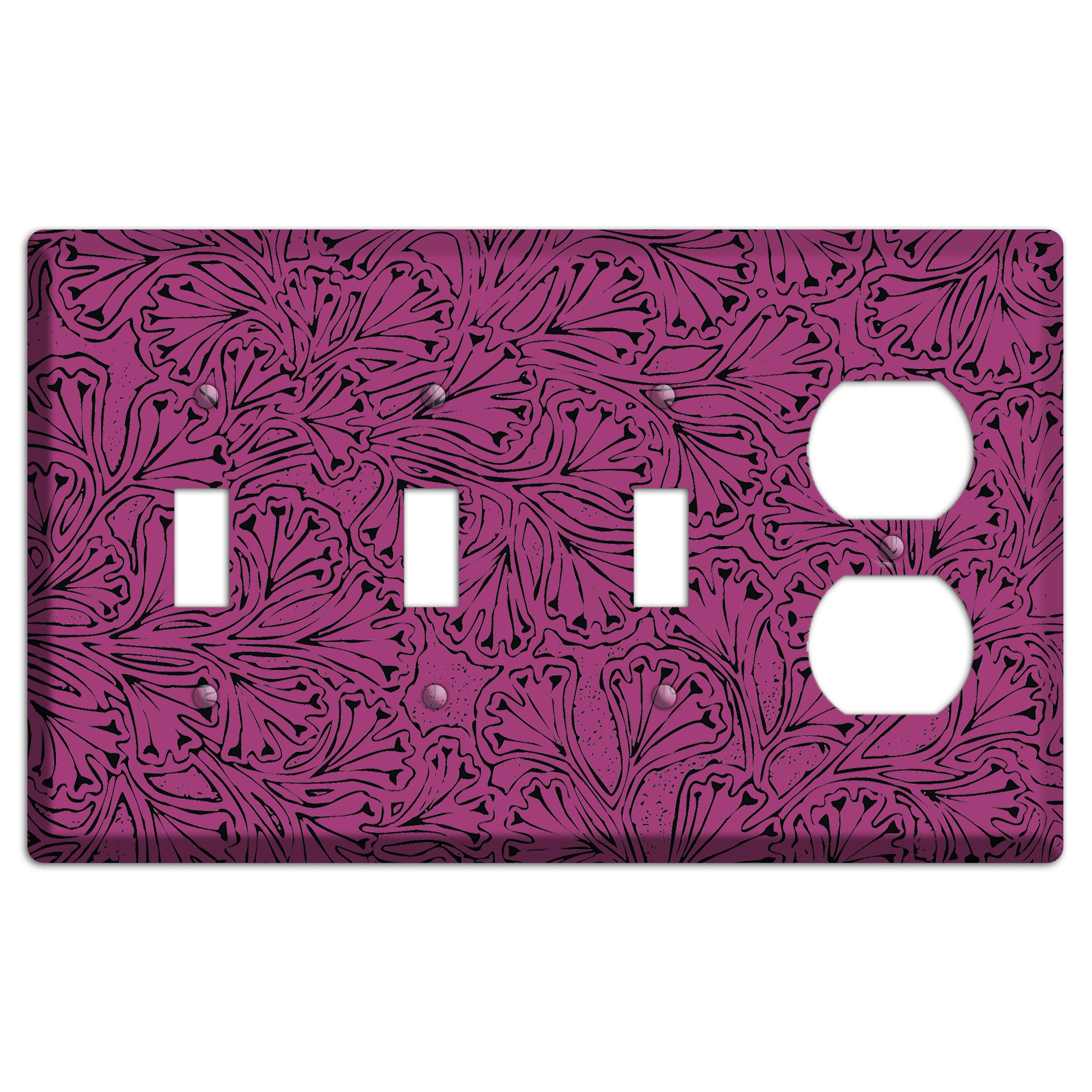 Deco Plum Interlocking Floral 3 Toggle / Duplex Wallplate