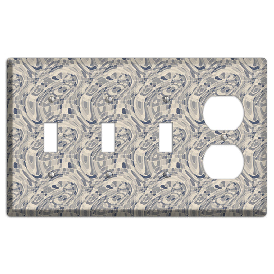 Blue and Beige Abstract 2 3 Toggle / Duplex Wallplate