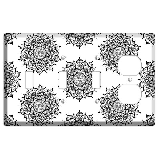 Mandala Black and White Style S Cover Plates 3 Toggle / Duplex Wallplate