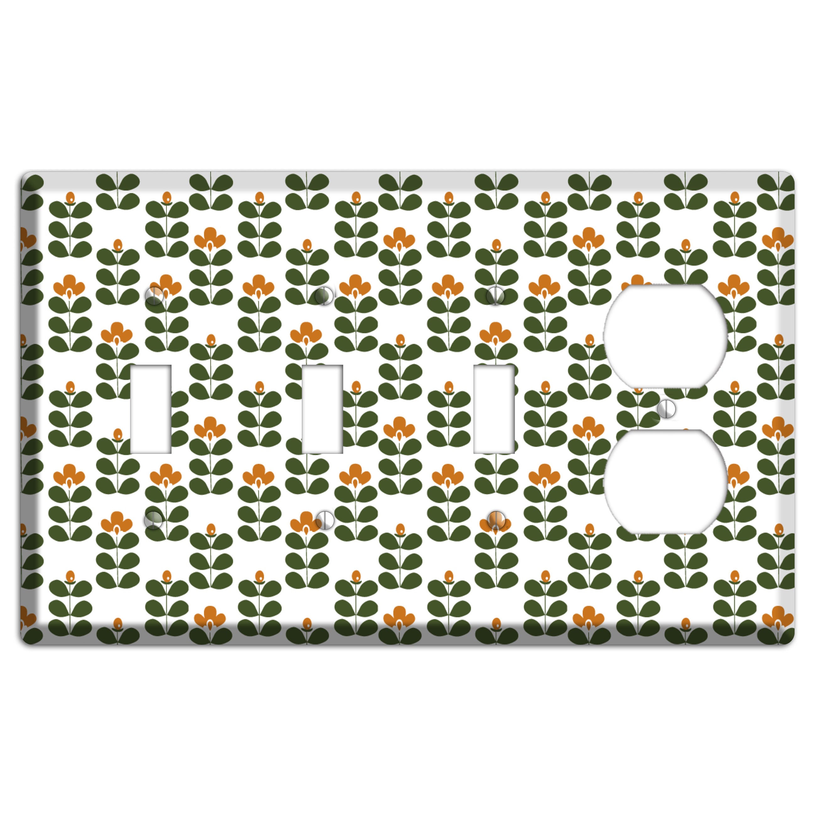 Umber Deco Floral Half Drop 3 Toggle / Duplex Wallplate