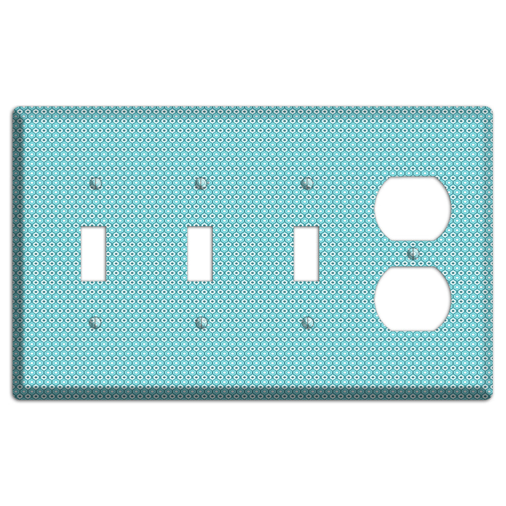 Turquoise Tiny Double Scallop 3 Toggle / Duplex Wallplate