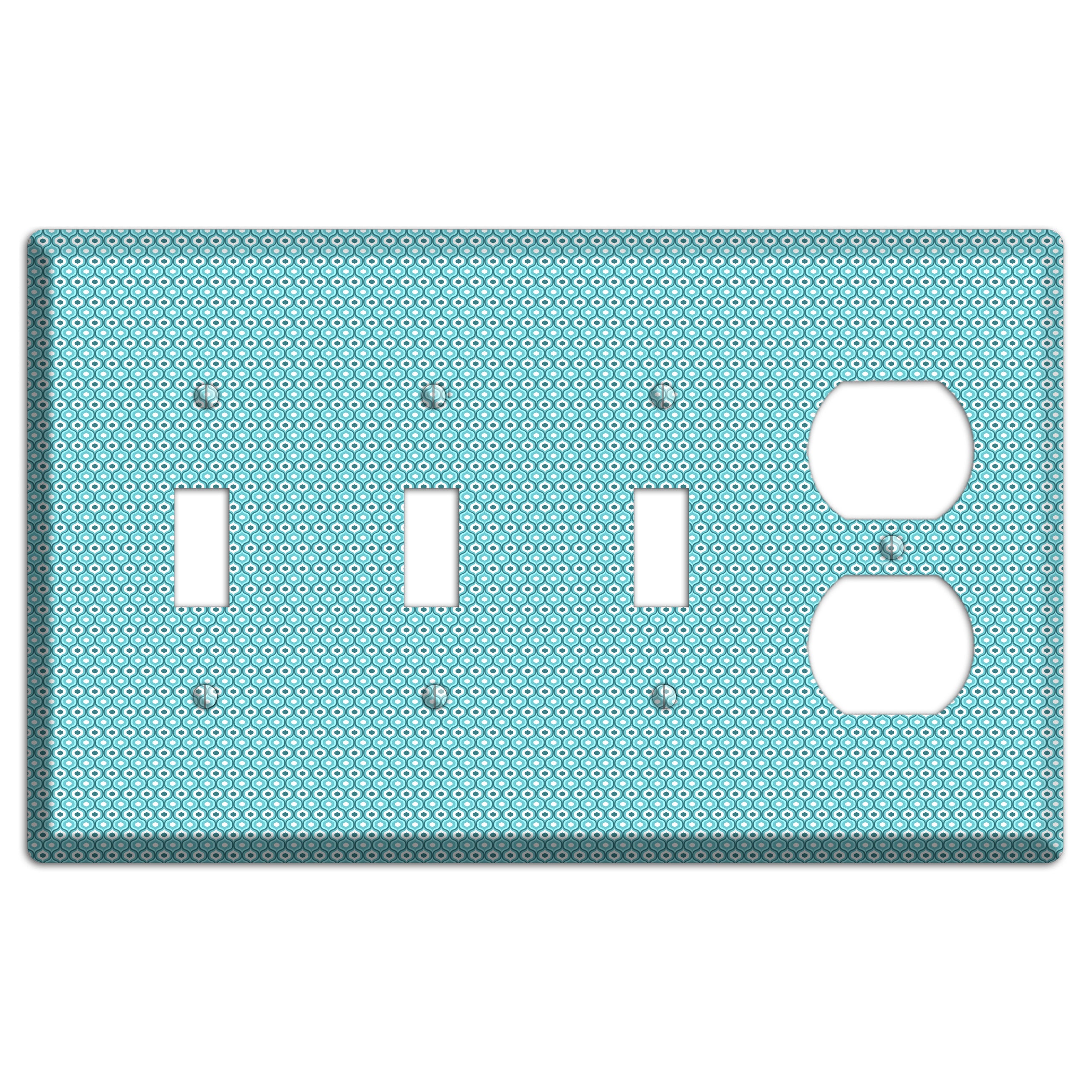 Turquoise Tiny Double Scallop 3 Toggle / Duplex Wallplate