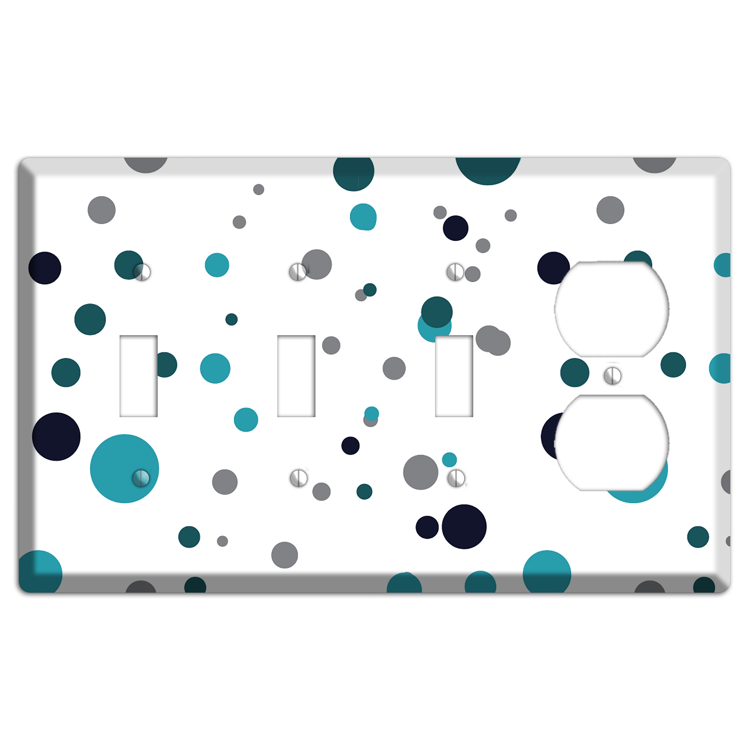 Teal and Blue Dots 3 Toggle / Duplex Wallplate