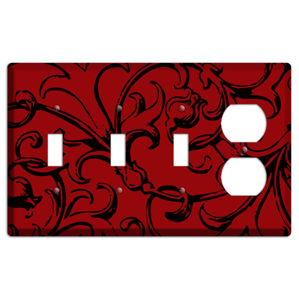 Victorian Red 3 Toggle / Duplex Wallplate