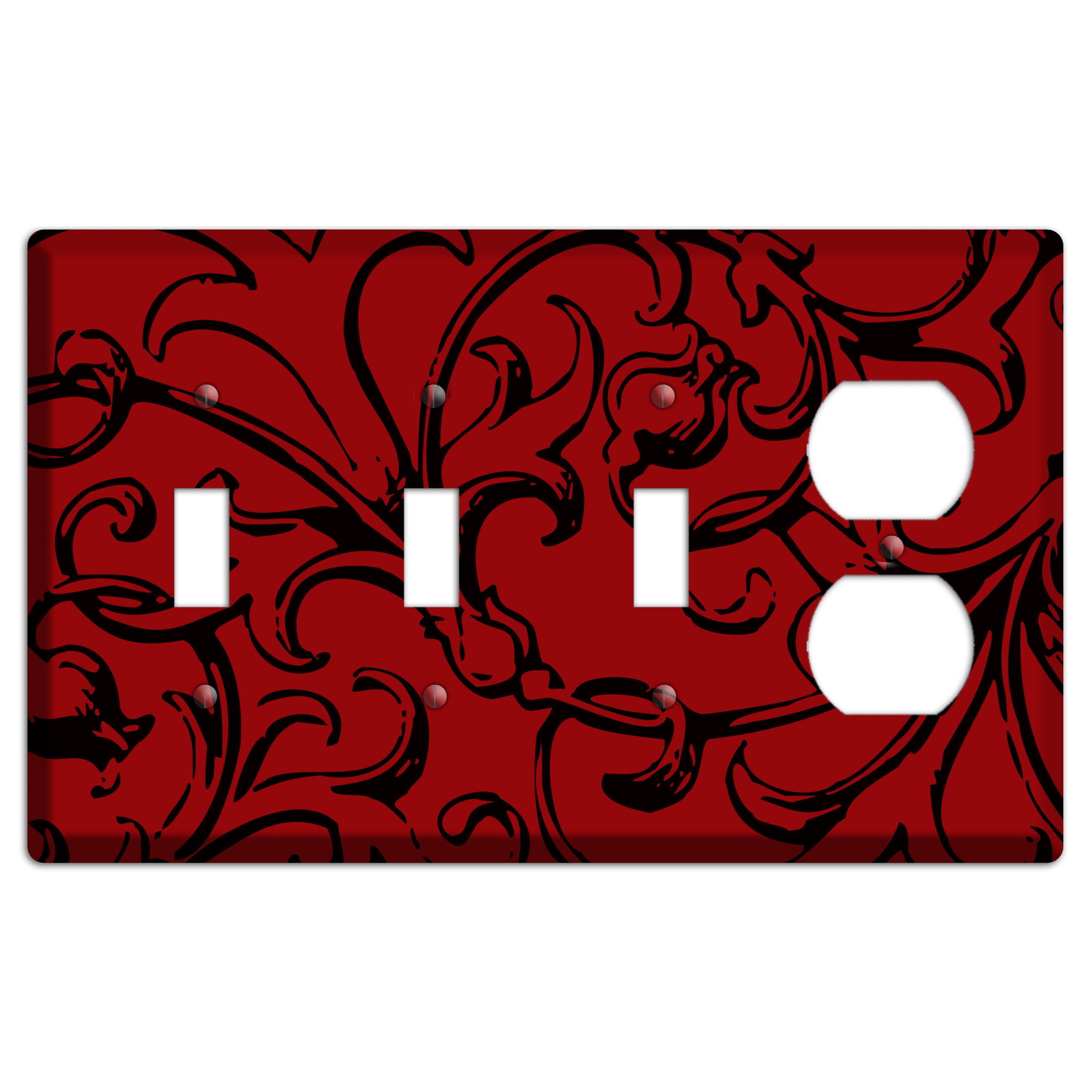 Victorian Red 3 Toggle / Duplex Wallplate