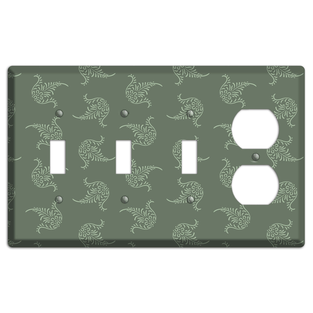 Moss Trefoil Cartouche 3 Toggle / Duplex Wallplate