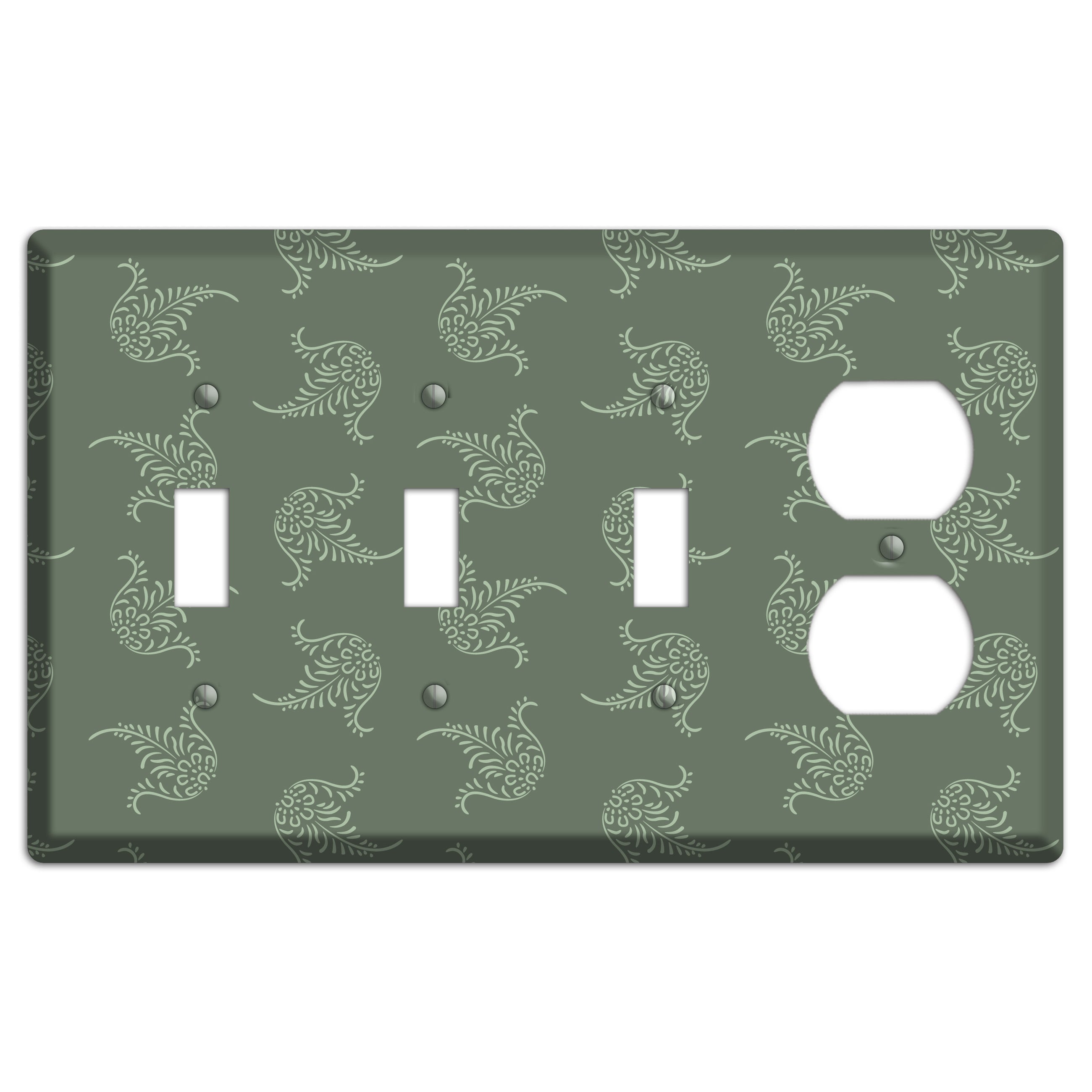 Moss Trefoil Cartouche 3 Toggle / Duplex Wallplate