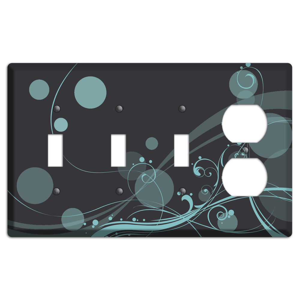 Dark Grey with Blue-grey Dots and Swirls 3 Toggle / Duplex Wallplate