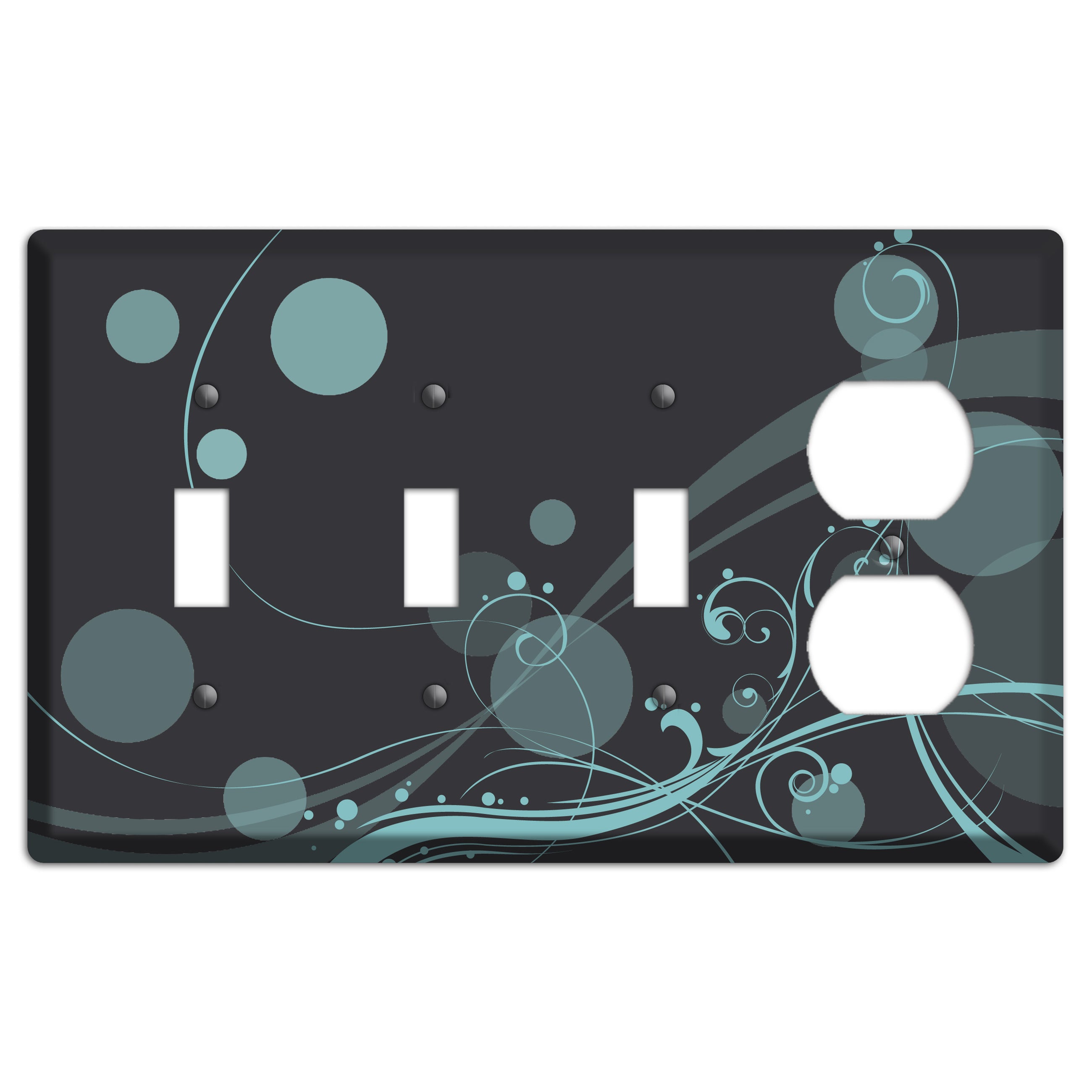 Dark Grey with Blue-grey Dots and Swirls 3 Toggle / Duplex Wallplate