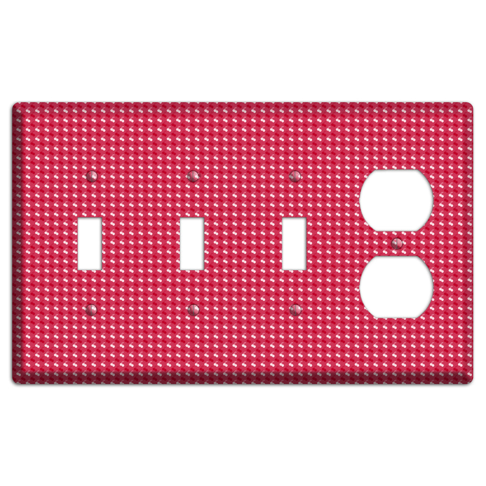 Red with White Motif 3 Toggle / Duplex Wallplate
