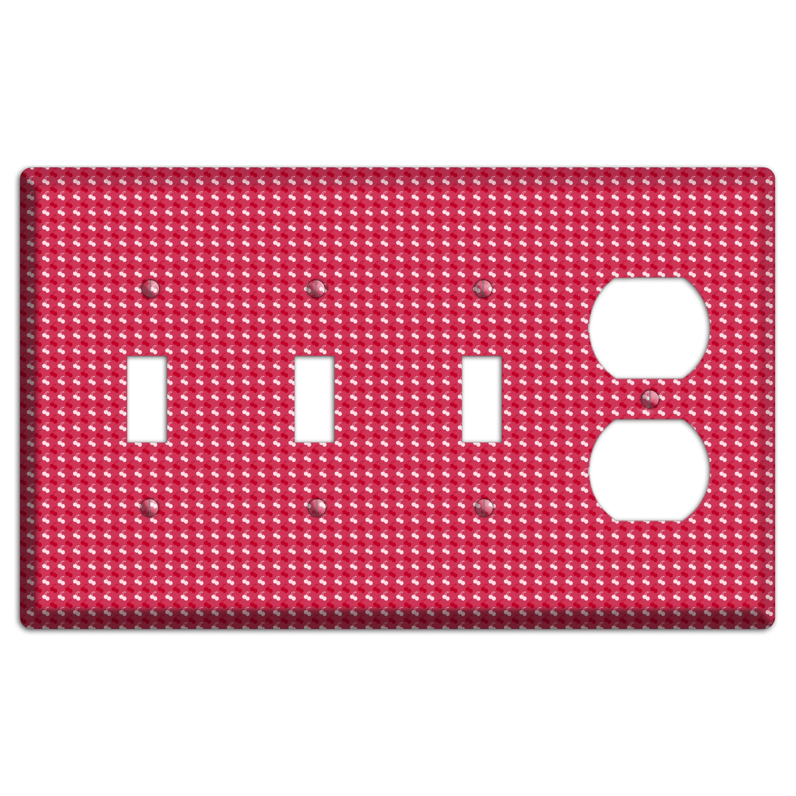 Red with White Motif 3 Toggle / Duplex Wallplate