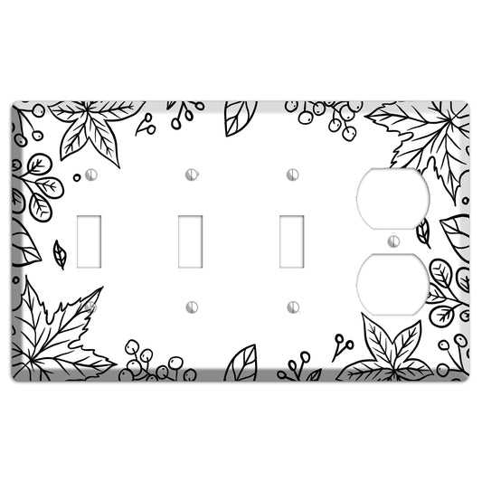 Hand-Drawn Floral 25 3 Toggle / Duplex Wallplate