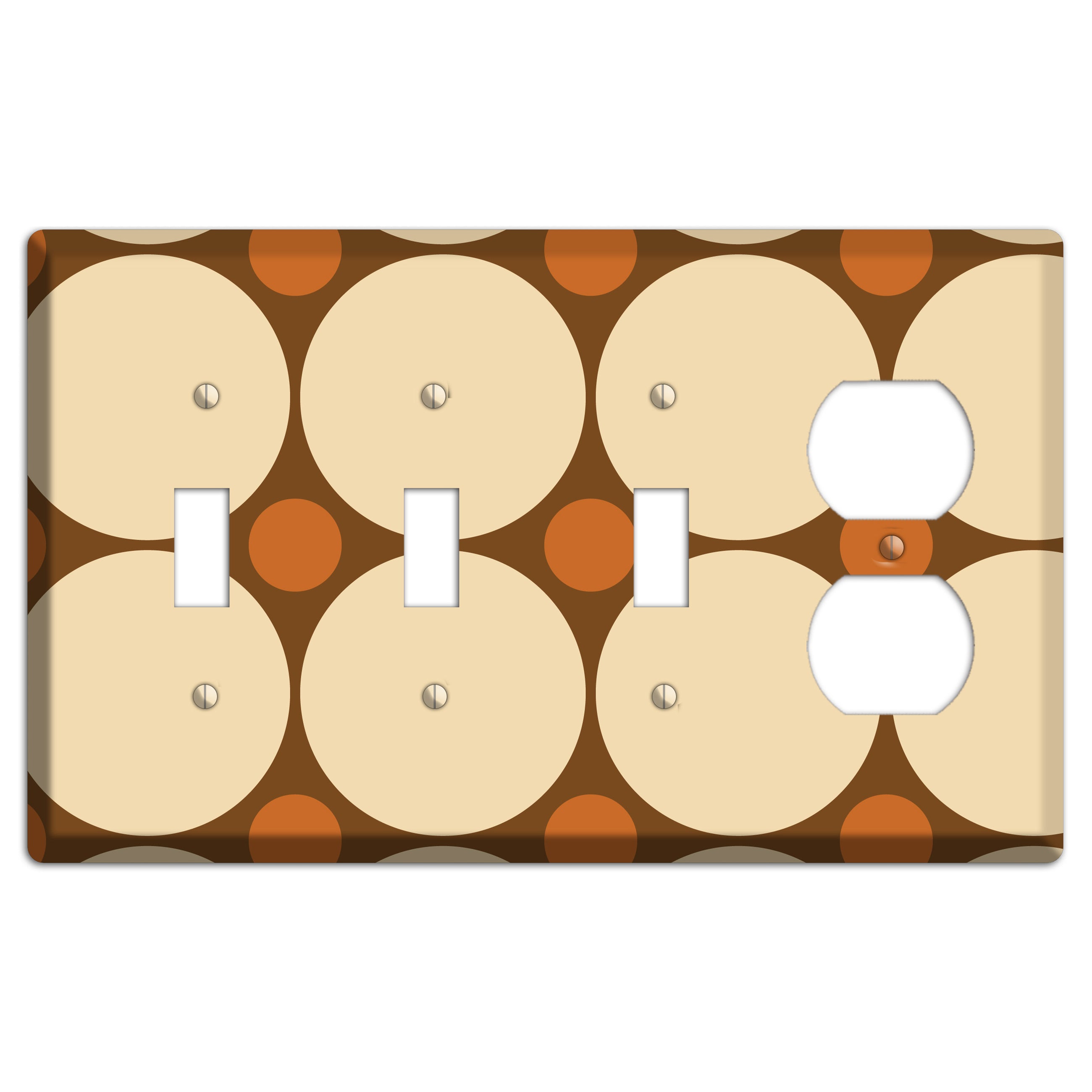 Brown with Beige and Umber Multi Tiled Large Dots 3 Toggle / Duplex Wallplate