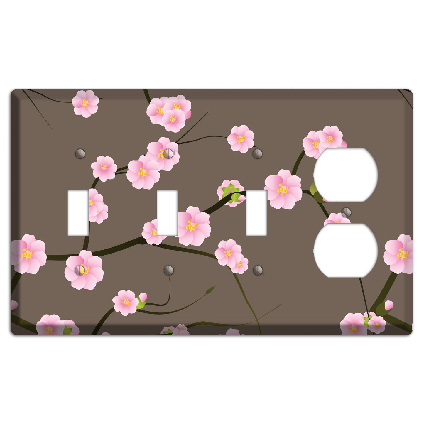 Pink and Brown Cherry Blossoms 3 Toggle / Duplex Wallplate