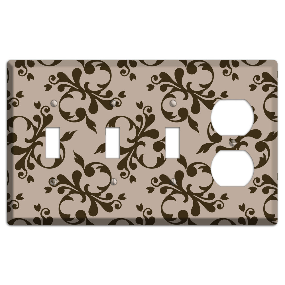 Beige Victorian Toile 3 Toggle / Duplex Wallplate