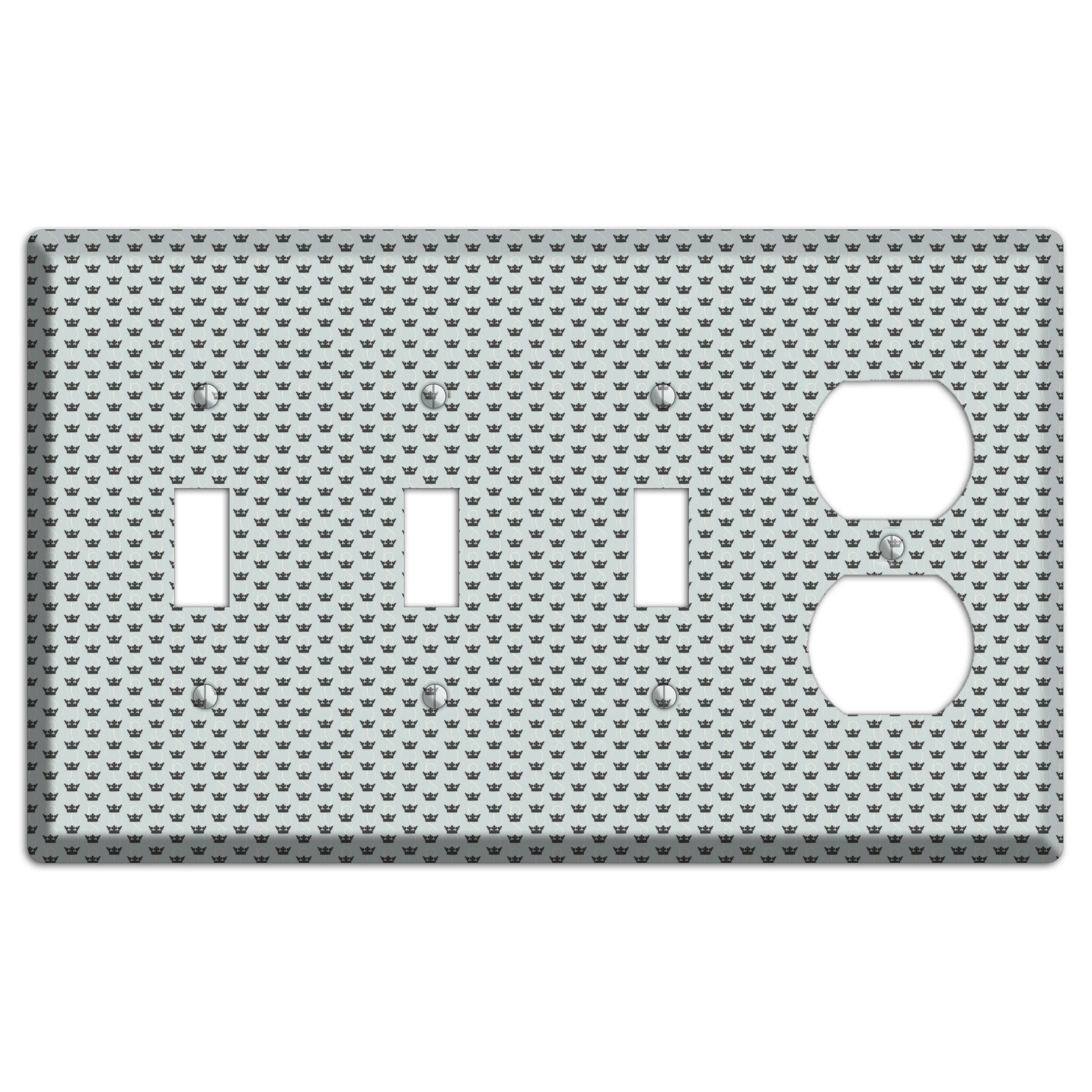 Dusty Blue with Crowns 3 Toggle / Duplex Wallplate