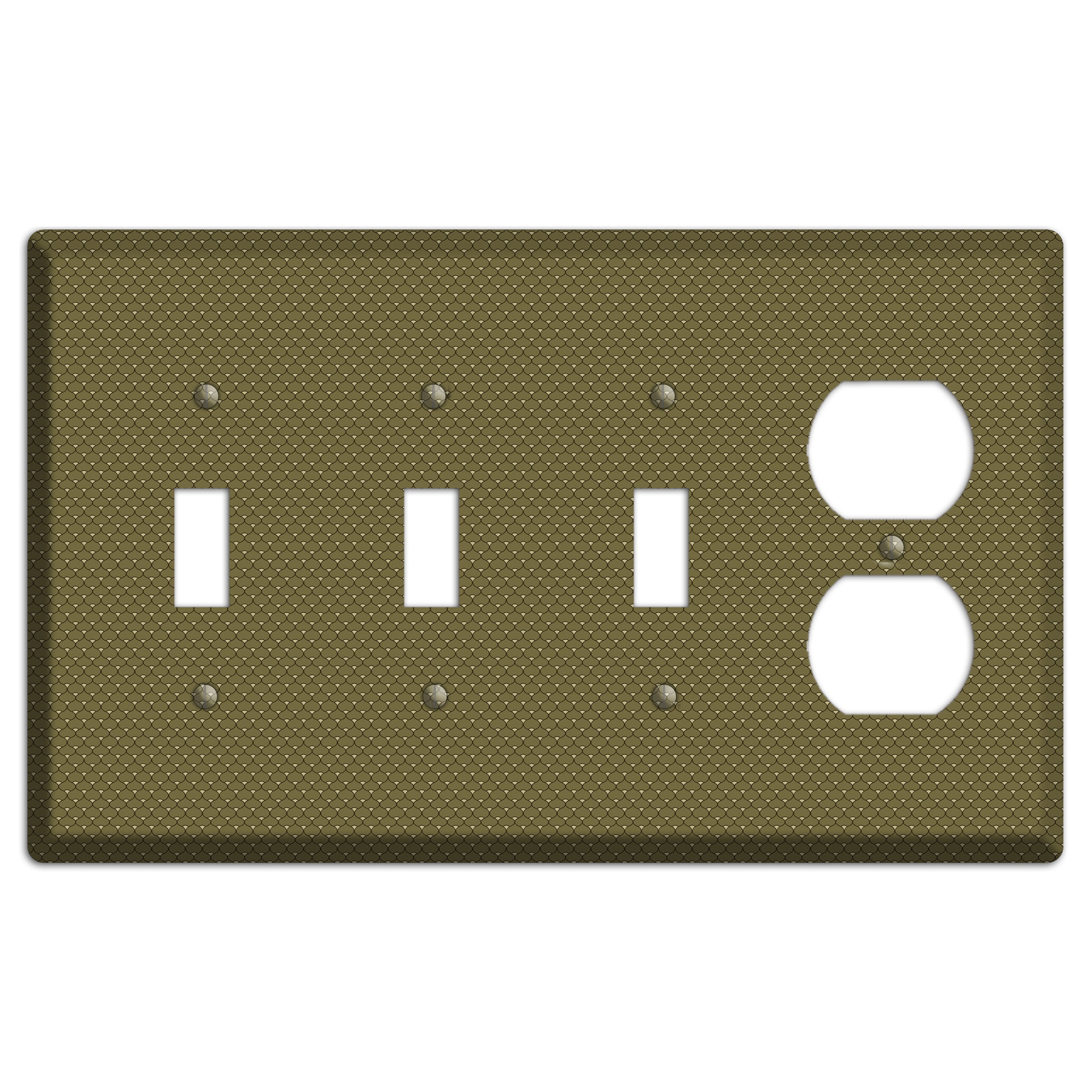 Brown Tiny Deco Scallop 3 Toggle / Duplex Wallplate