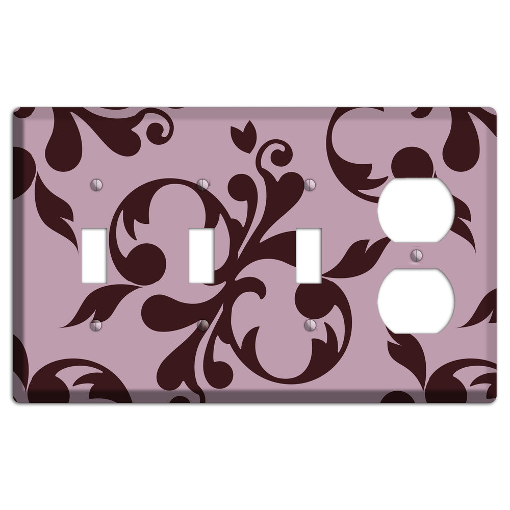 Dusty Rose and Burgundy Toile 3 Toggle / Duplex Wallplate