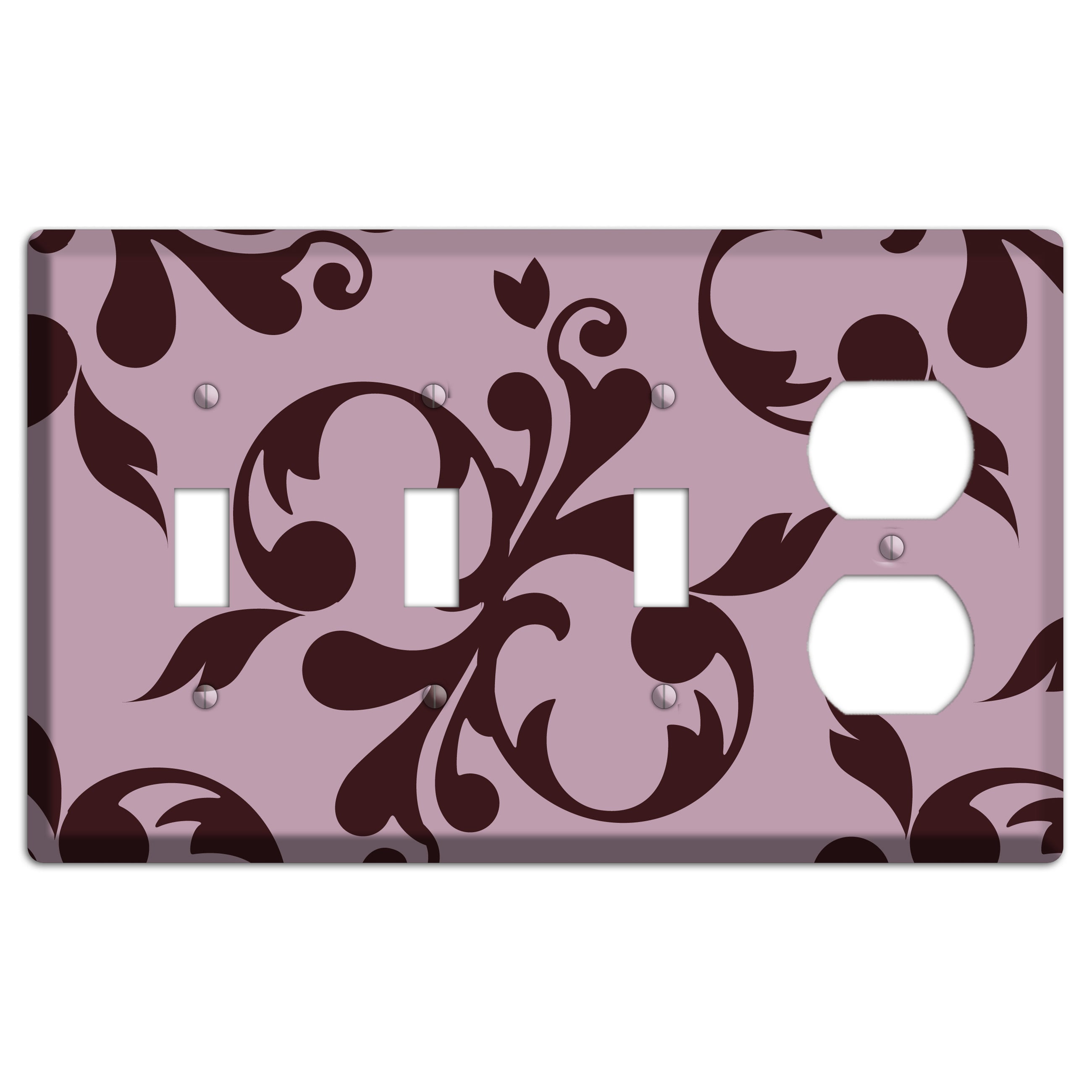 Dusty Rose and Burgundy Toile 3 Toggle / Duplex Wallplate